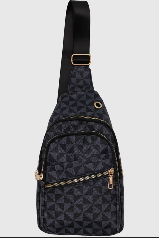 Black Triangle Checkered Sling Bag