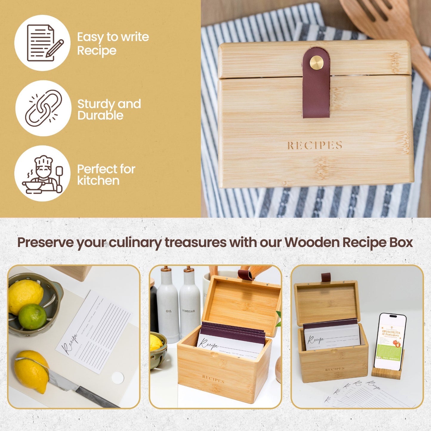 Bamboo Recipe Box