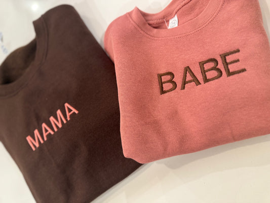BABE coral and brown pullover