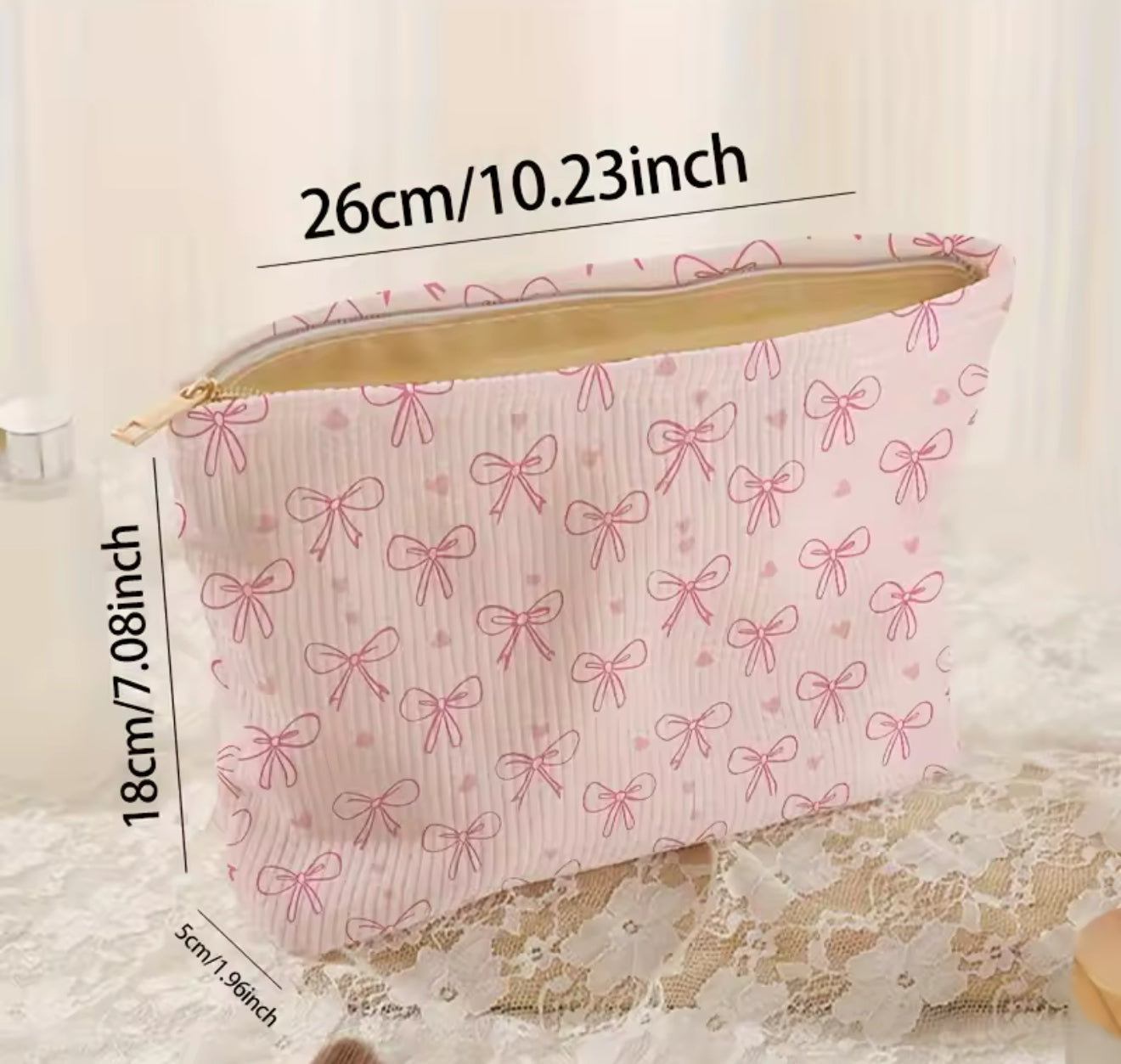 Bows Corduroy Pouch