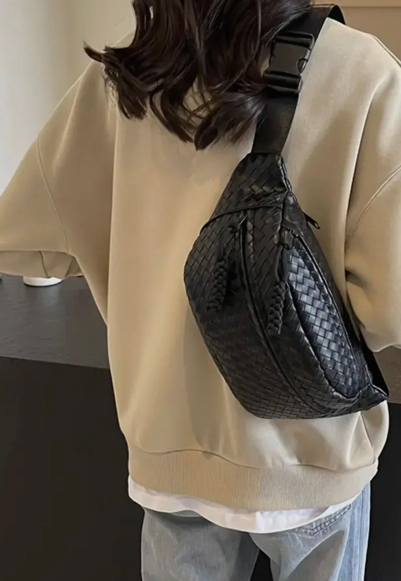 Black Vegan Leather Crossbody Bag