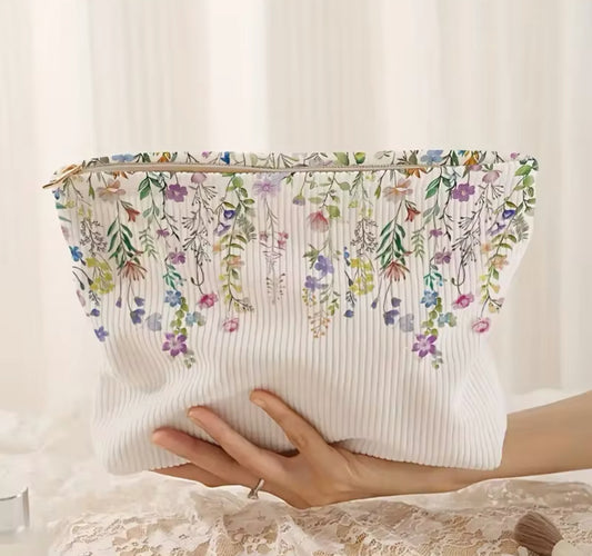 Floral Corduroy Pouch