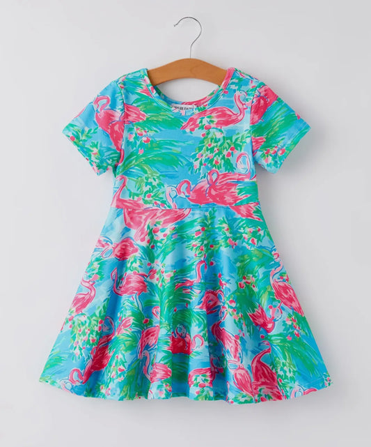 Flamingo Twirl Dress