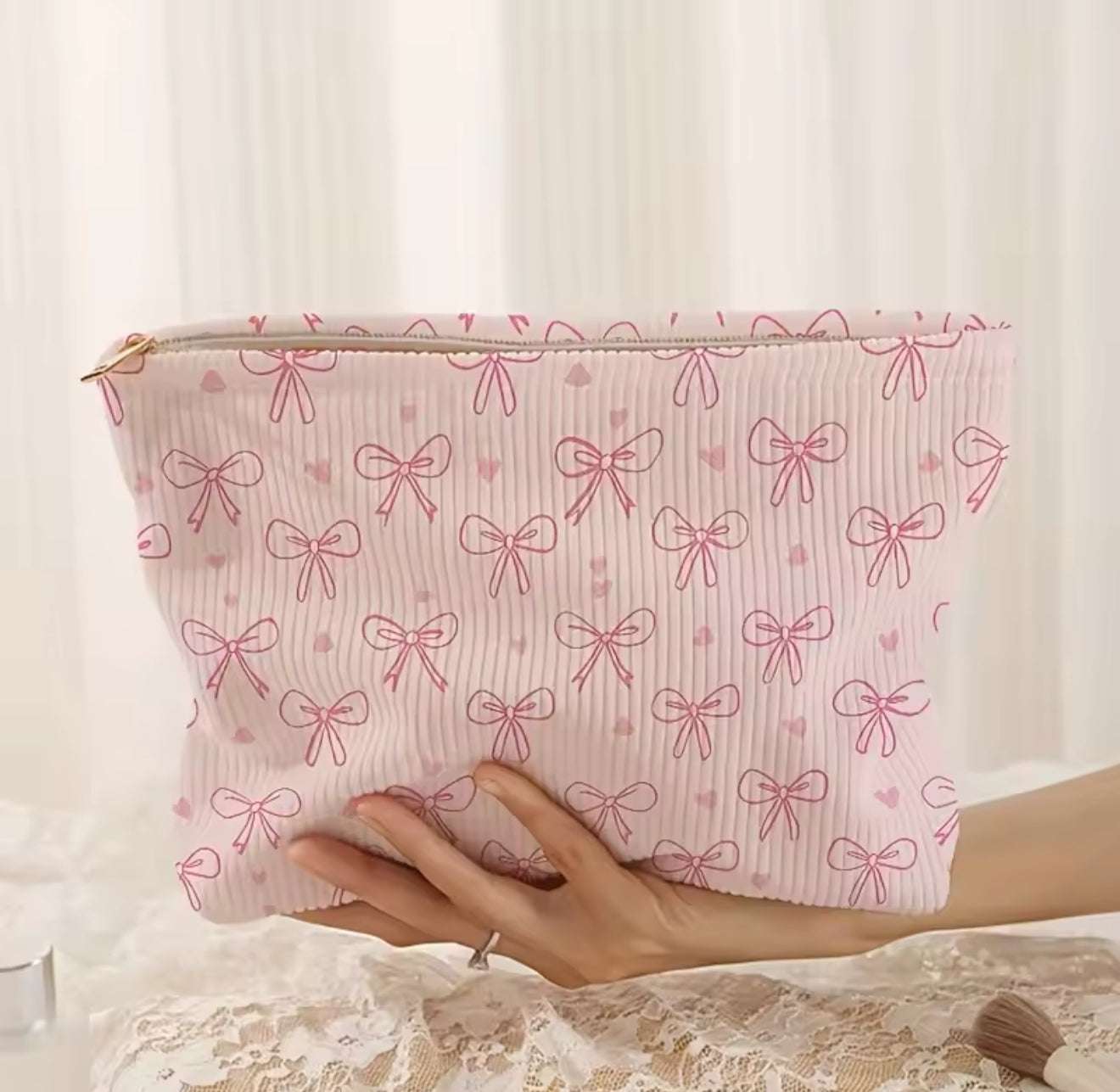 Bows Corduroy Pouch