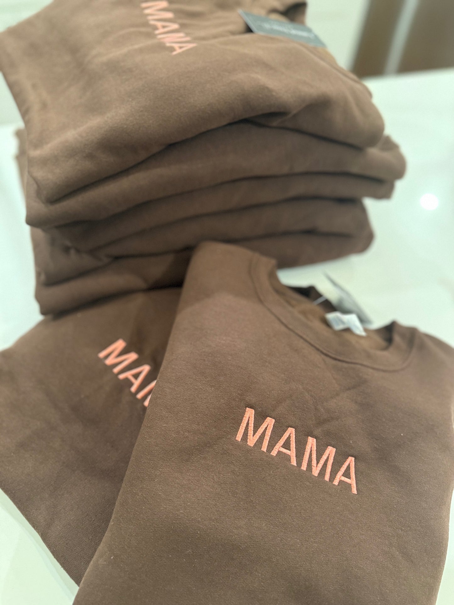 MAMA brown and coral pullover