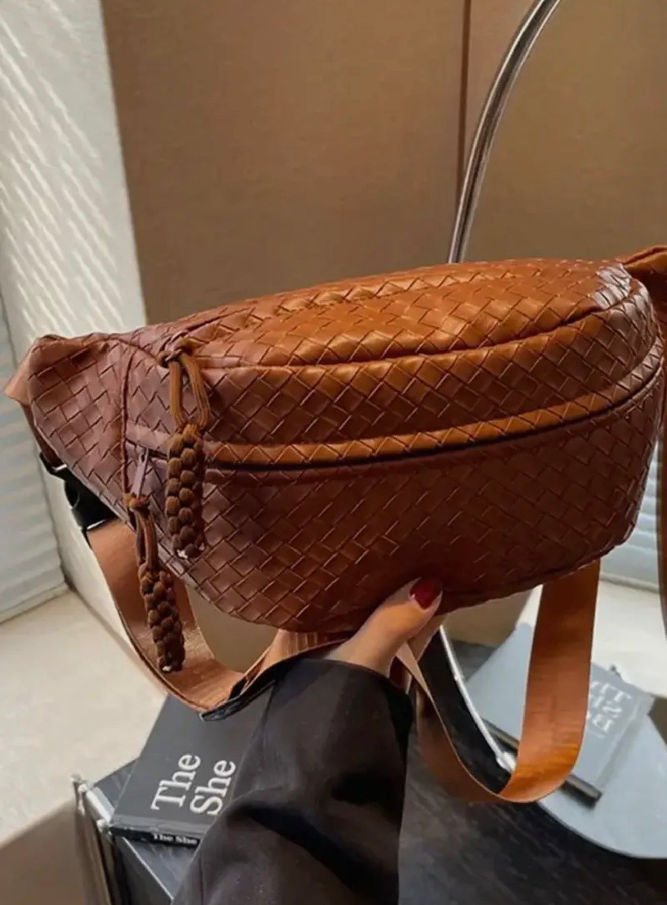 Brown Vegan Leather Crossbody Bag