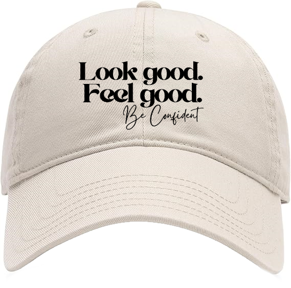 "Look Good, Feel Good, Be Confident" Cream Baseball Hat- CONFIDENT MED SPA