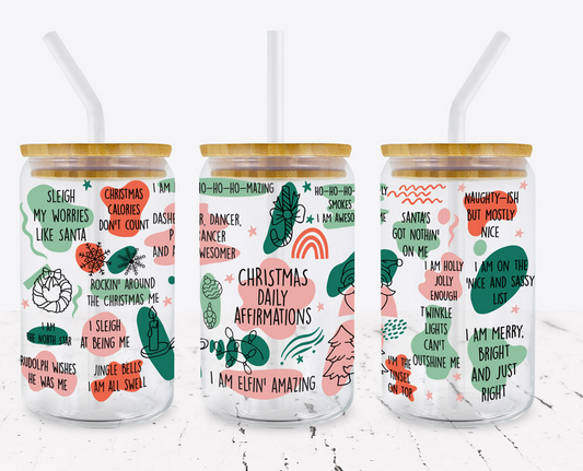 Christmas Affirmations Can Glass