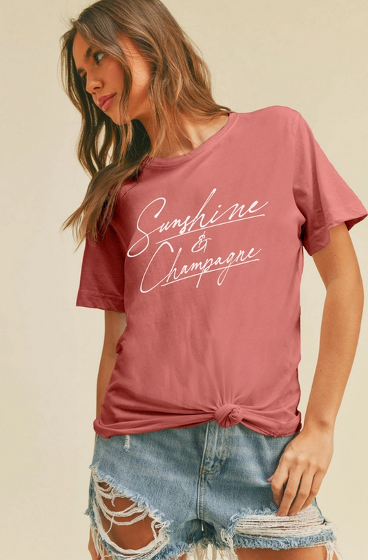 Sunshine and Champagne Vintage Rose Tee