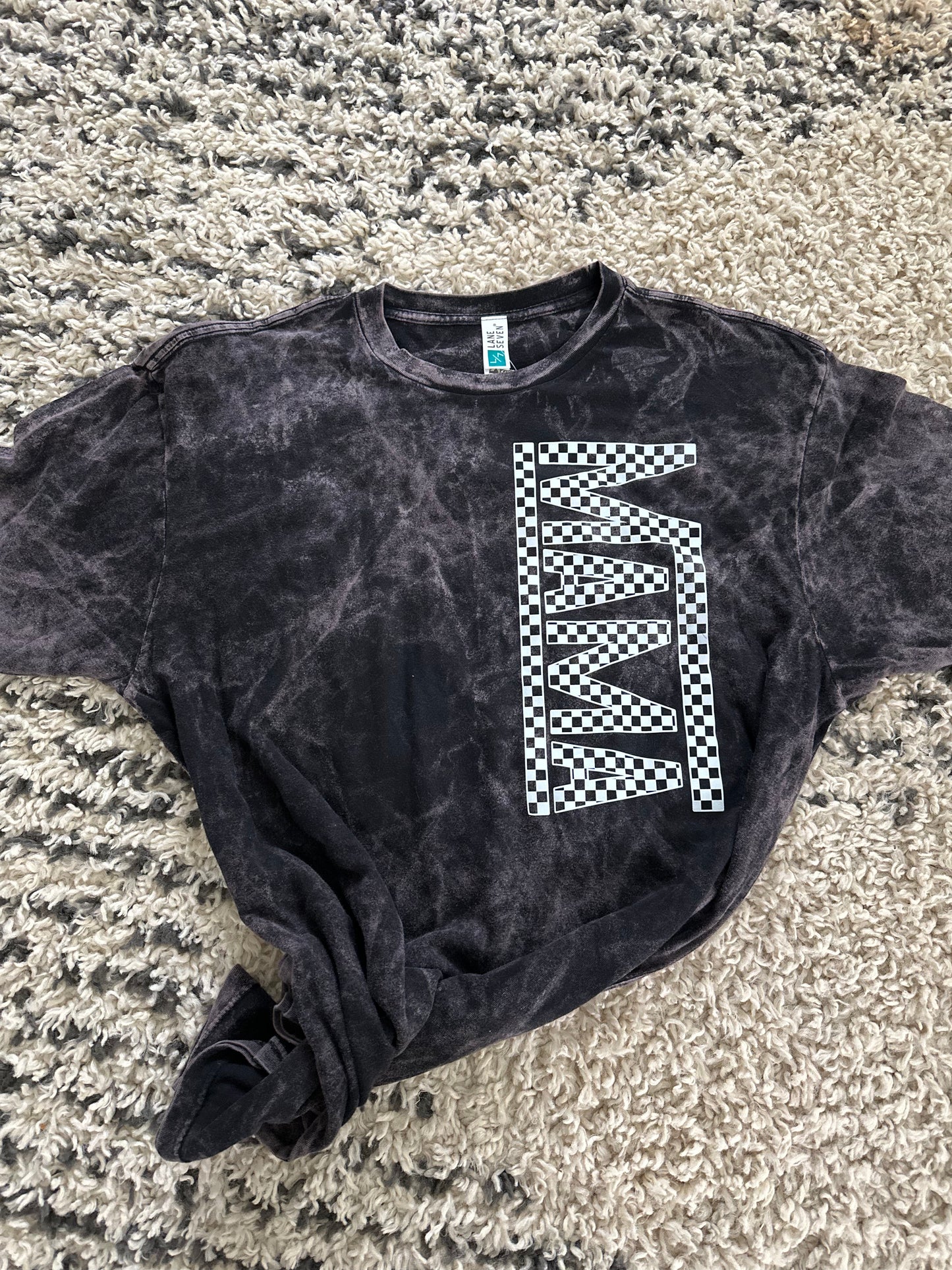 Acid Washed Checkered Mama Tee